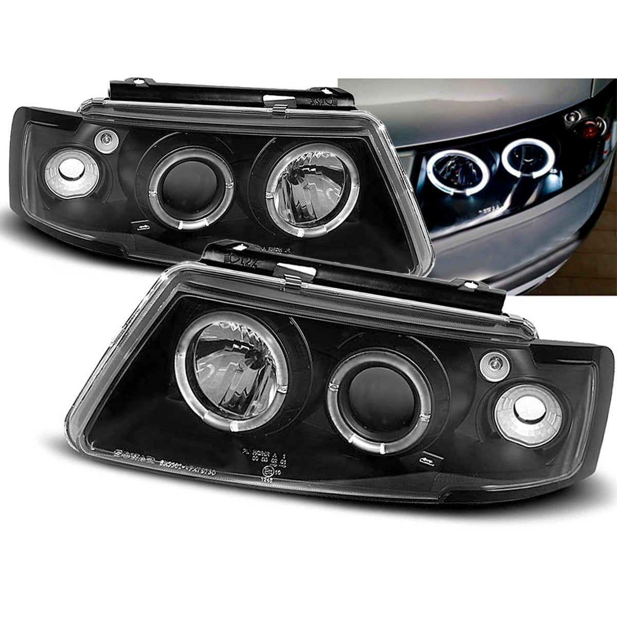 Scheinwerfer Angel Eyes Schwarz passend für VW Passat B5 3B 11.96-08.00