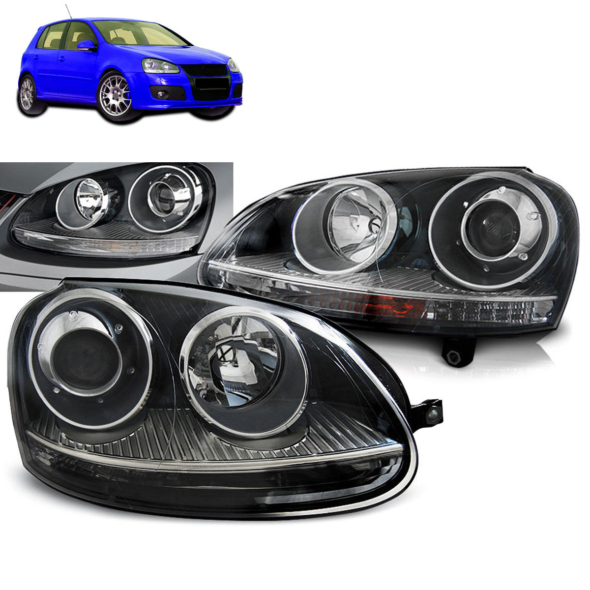 Scheinwerfer Sport Schwarz passend für VW Golf 5 10.03-09
