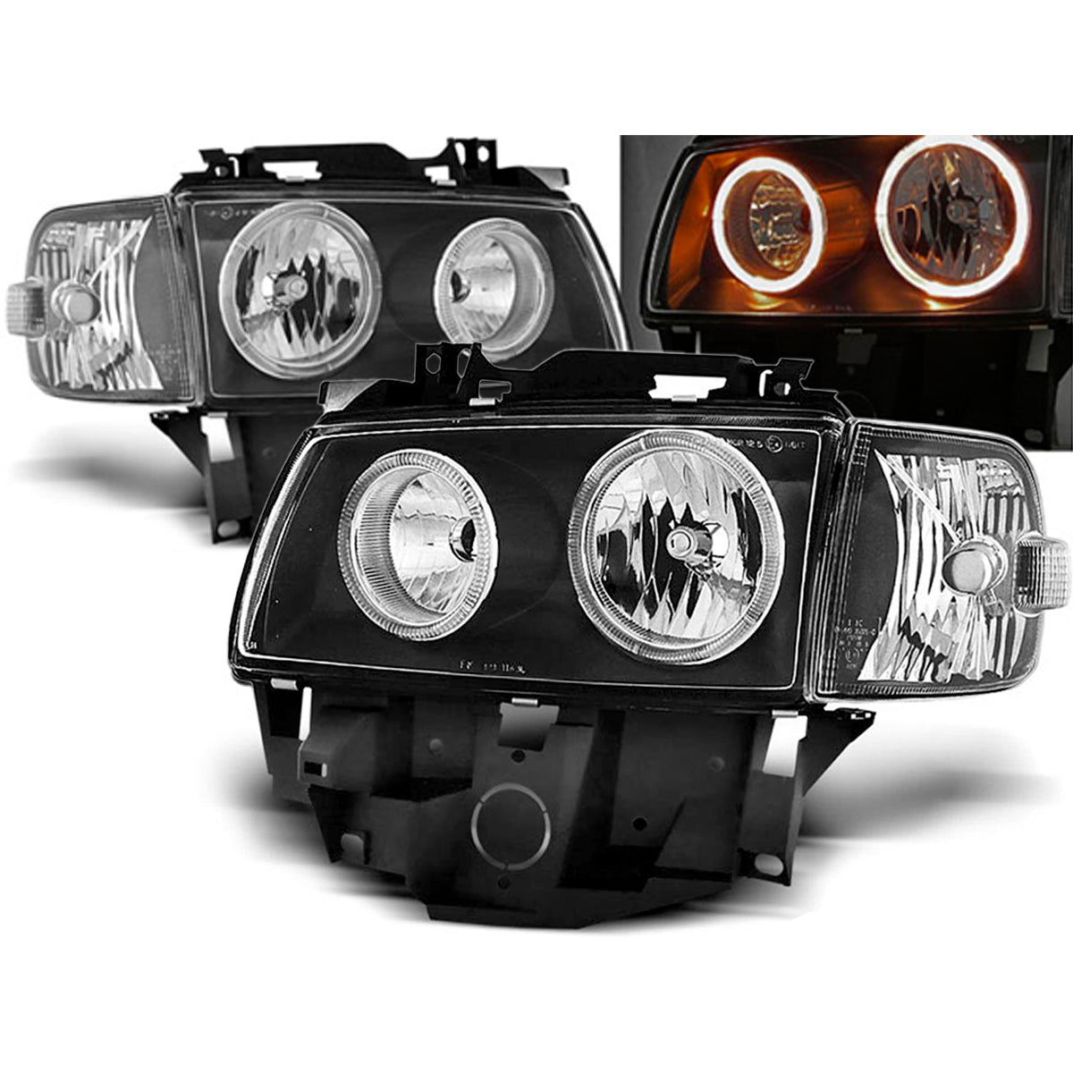 Scheinwerfer Angel Eyes Schwarz passend für VW T4 08.96-03.03 Bus