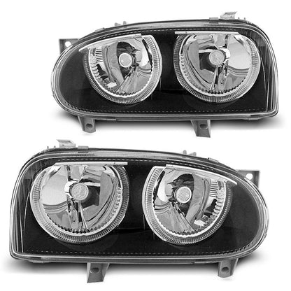 Scheinwerfer Angel Eyes Schwarz passend für VW Golf 3 09.91-08.97