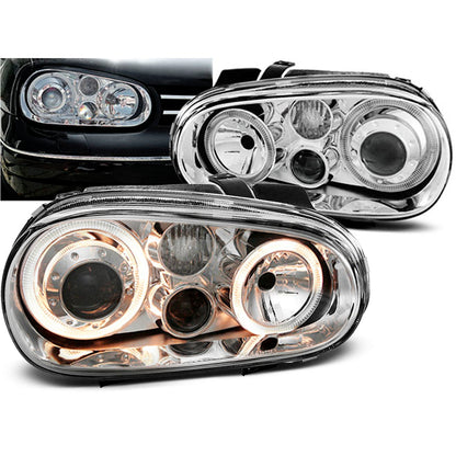 Scheinwerfer Angel Eyes Chrom passend für VW Golf 4 09.97-09.03
