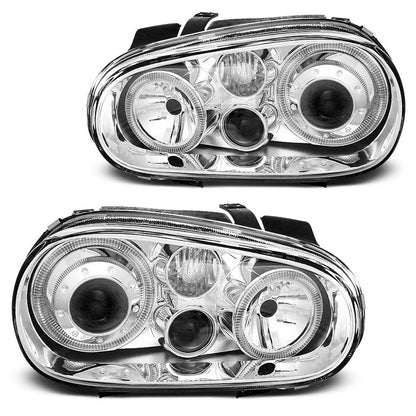 Scheinwerfer Angel Eyes Chrom passend für VW Golf 4 09.97-09.03
