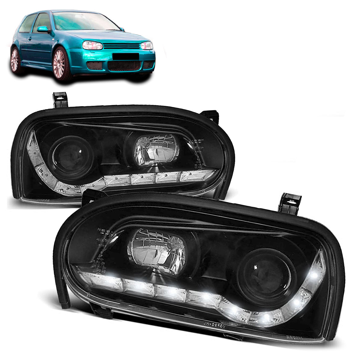 Scheinwerfer Daylight Schwarz passend für VW Golf 3 09.91-08.97