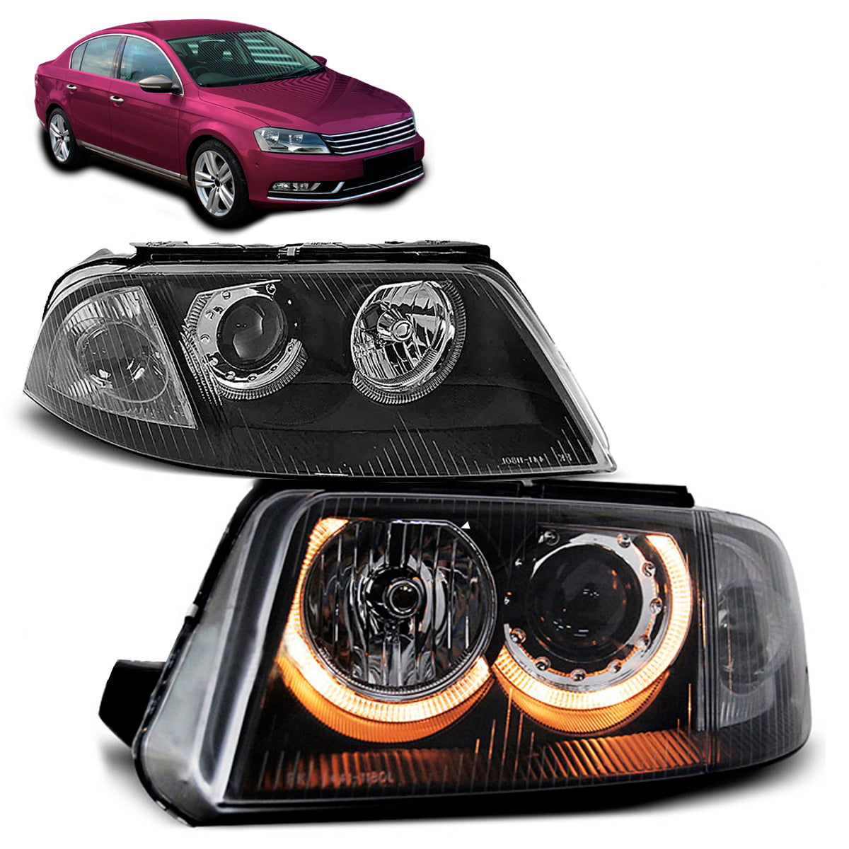 Scheinwerfer Angel Eyes Schwarz passend für VW Passat 3BG B5 FL 09.00-03.05