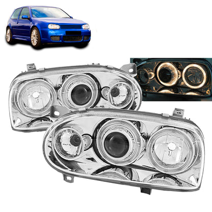 Scheinwerfer Angel Eyes Chrom passend für VW Golf 3 09.91-08.97