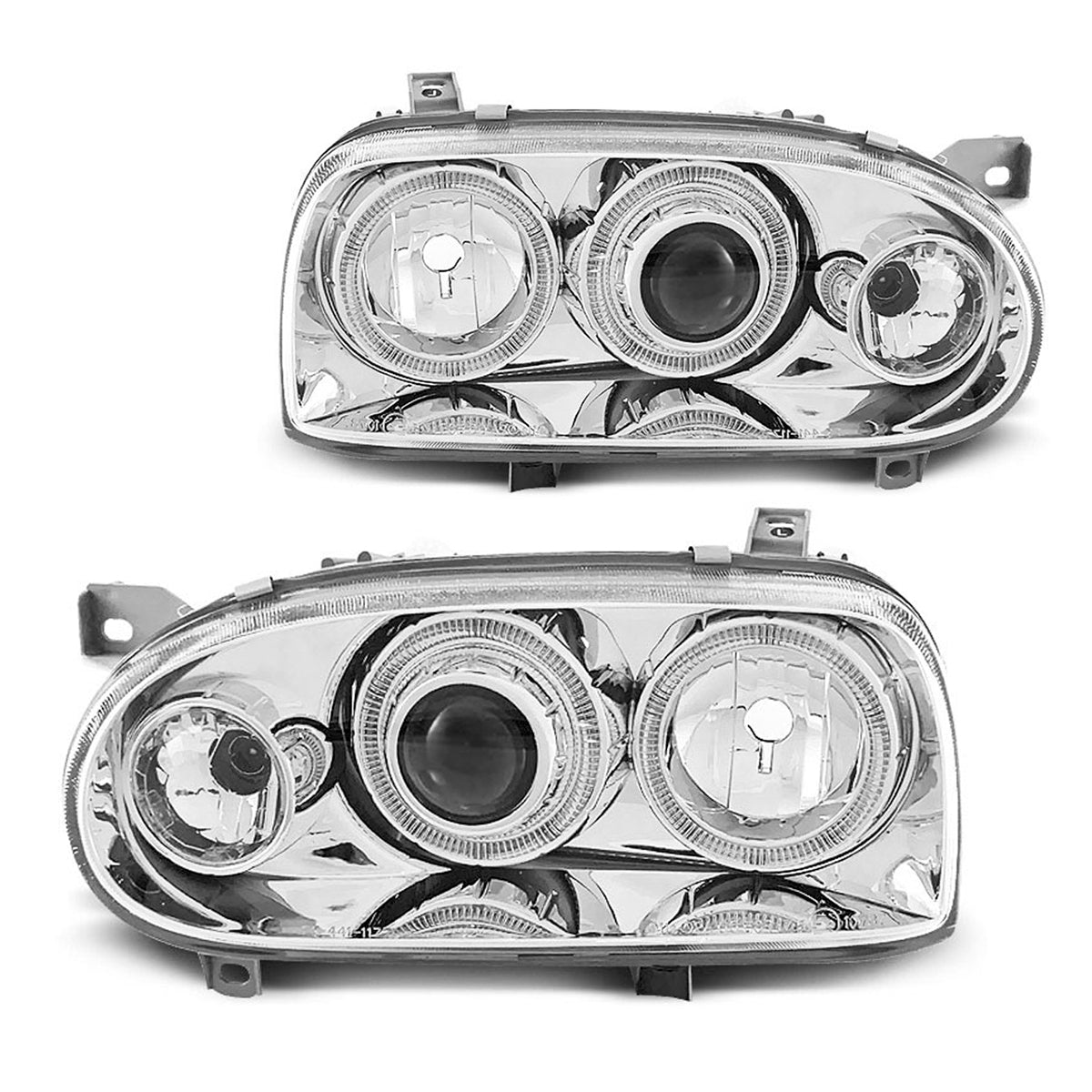 Scheinwerfer Angel Eyes Chrom passend für VW Golf 3 09.91-08.97