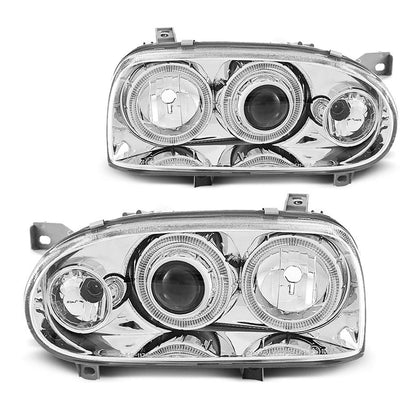 Scheinwerfer Angel Eyes Chrom passend für VW Golf 3 09.91-08.97