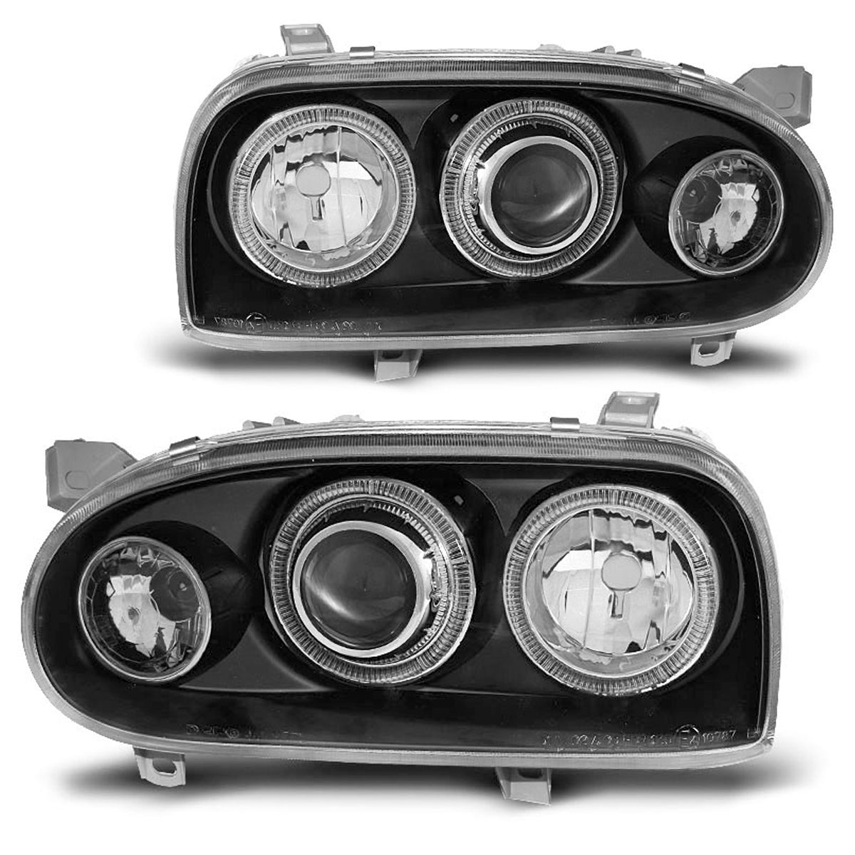 Scheinwerfer Angel Eyes Schwarz passend für VW Golf 3 09.91-08.97