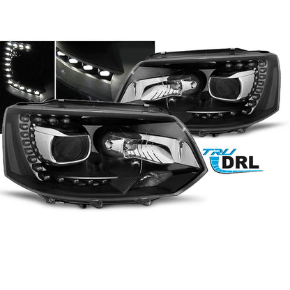Scheinwerfer True DRL Schwarz passend für VW T5 2010-15