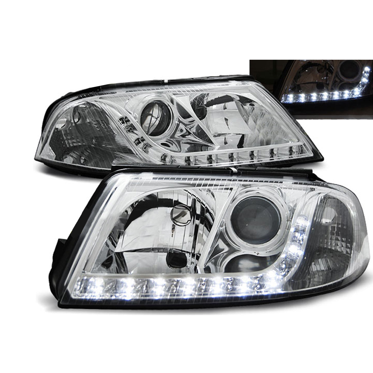Scheinwerfer Daylight Chrom passend für VW Passat 3BG B5 FL 09.00-03.05
