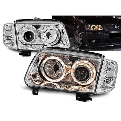 Scheinwerfer Angel Eyes Chrom passend für VW Polo 6N2 10.99-10.01