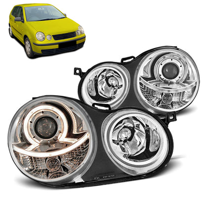 Scheinwerfer Angel Eyes Chrom passend für VW Polo 9N 11.01-04.05