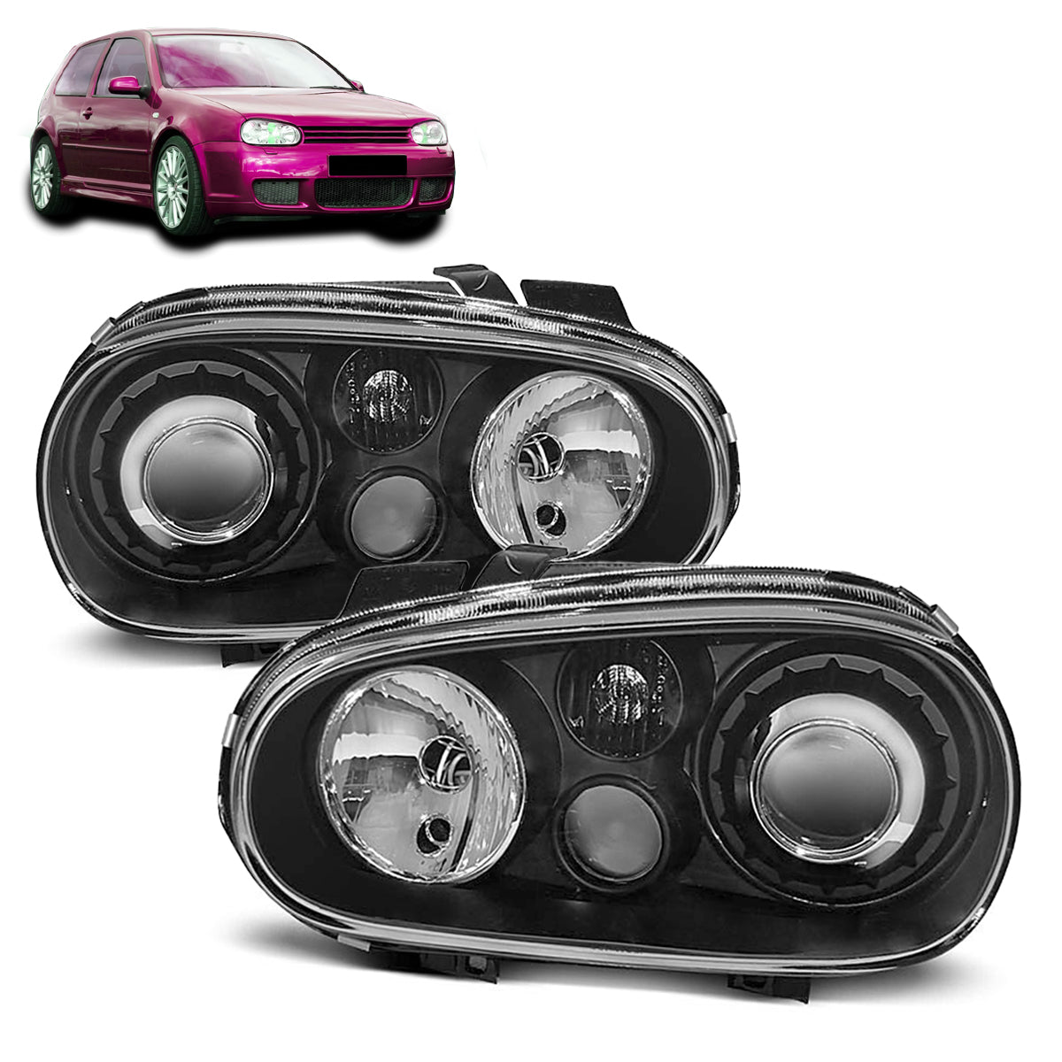 Scheinwerfer Sport Schwarz passend für VW Golf 4 09.97-09.03