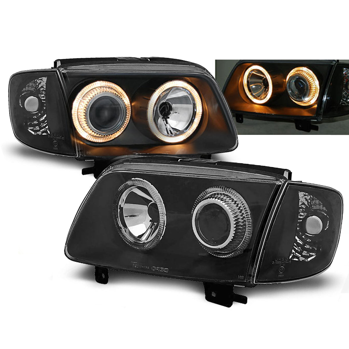 Scheinwerfer Angel Eyes Schwarz passend für VW Polo 6N2 10.99-10.01