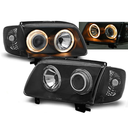 Scheinwerfer Angel Eyes Schwarz passend für VW Polo 6N2 10.99-10.01