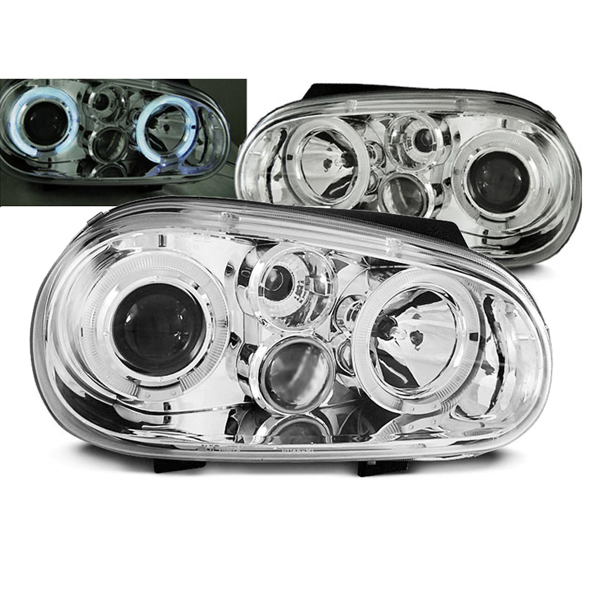Scheinwerfer VW Golf 4 09.97-09.03 Angel Eyes Chrom
