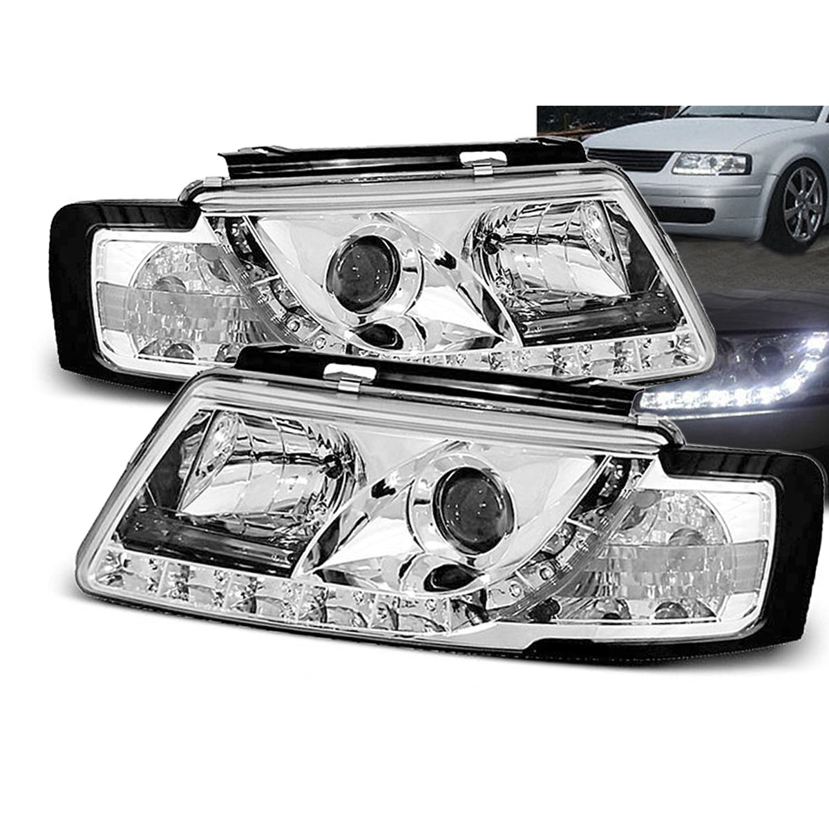 Scheinwerfer Daylight Chrom passend für VW Passat B5 3B 11.96-08.00