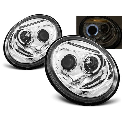Scheinwerfer Angel Eyes Chrom passend für VW New Beetle 10.98-05.05