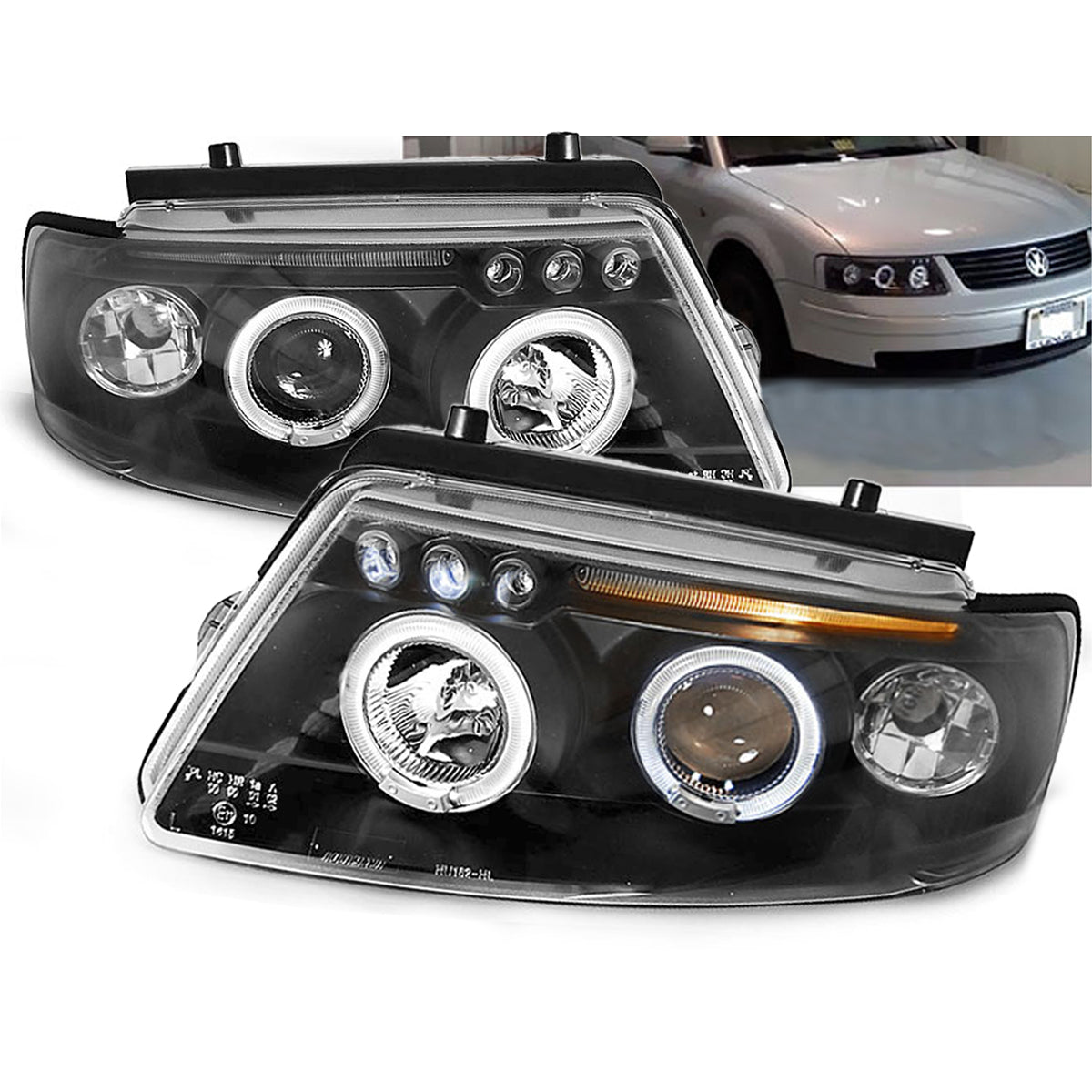 Scheinwerfer Angel Eyes Schwarz passend für VW Passat B5 3B 11.96-08.00