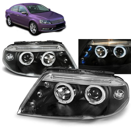 Scheinwerfer Angel Eyes Schwarz passend für VW Passat 3BG 09.00-03.05
