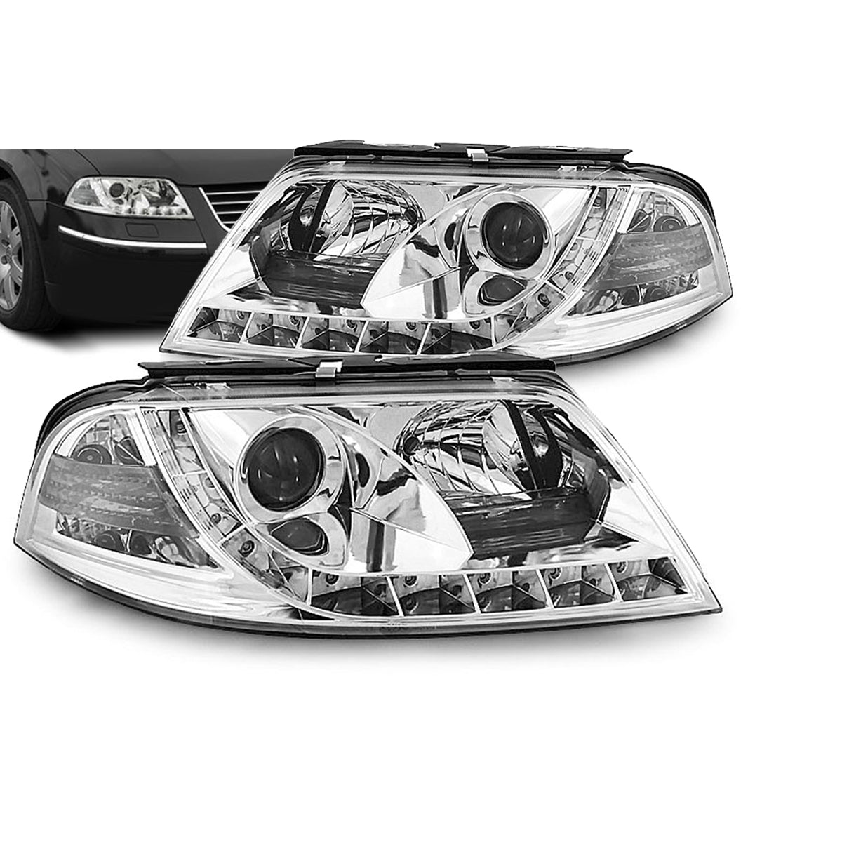 Scheinwerfer Daylight Chrom passend für VW Passat 3BG 09.00-03.05