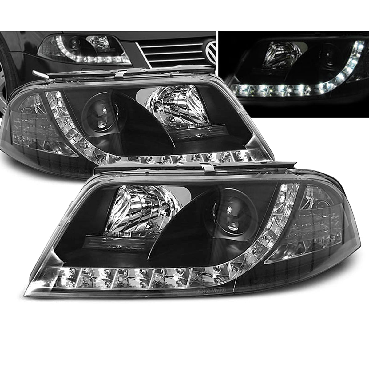 Scheinwerfer Daylight Schwarz passend für VW Passat 3BG 09.00-03.05