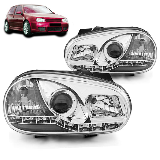 Scheinwerfer Daylight Chrom passend für VW Golf 4 09.97-09.0