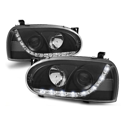 Scheinwerfer Daylight Schwarz passend für VW Golf 3 91-97