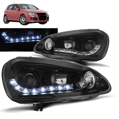 Scheinwerfer Daylight Schwarz passend für VW Golf 5