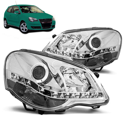 Scheinwerfer Tagfahrlicht Chrom passend für VW POLO 9N3 04.05-09
