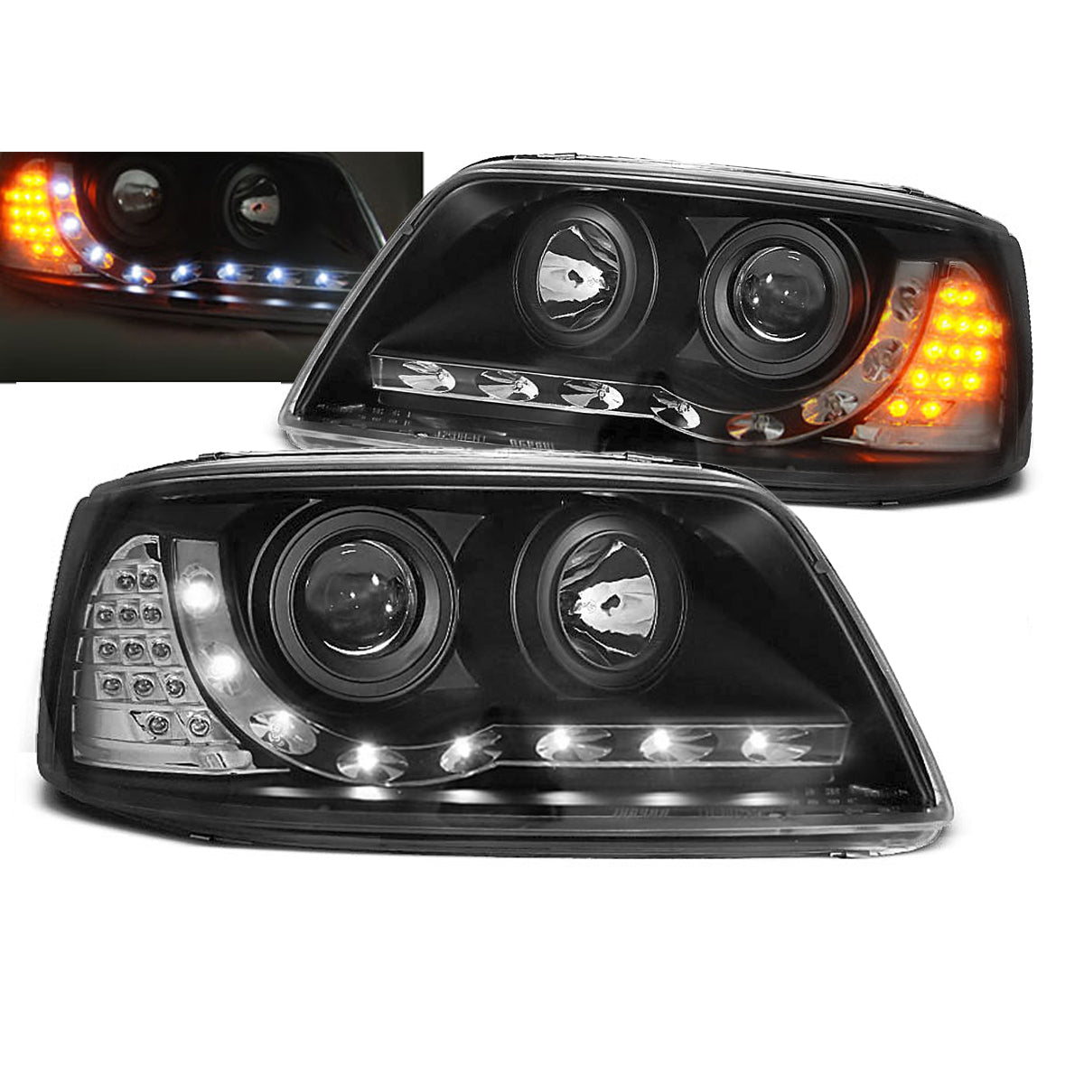 Scheinwerfer Tagfahrlicht Schwarz passend für VW T5 04.03-08.09