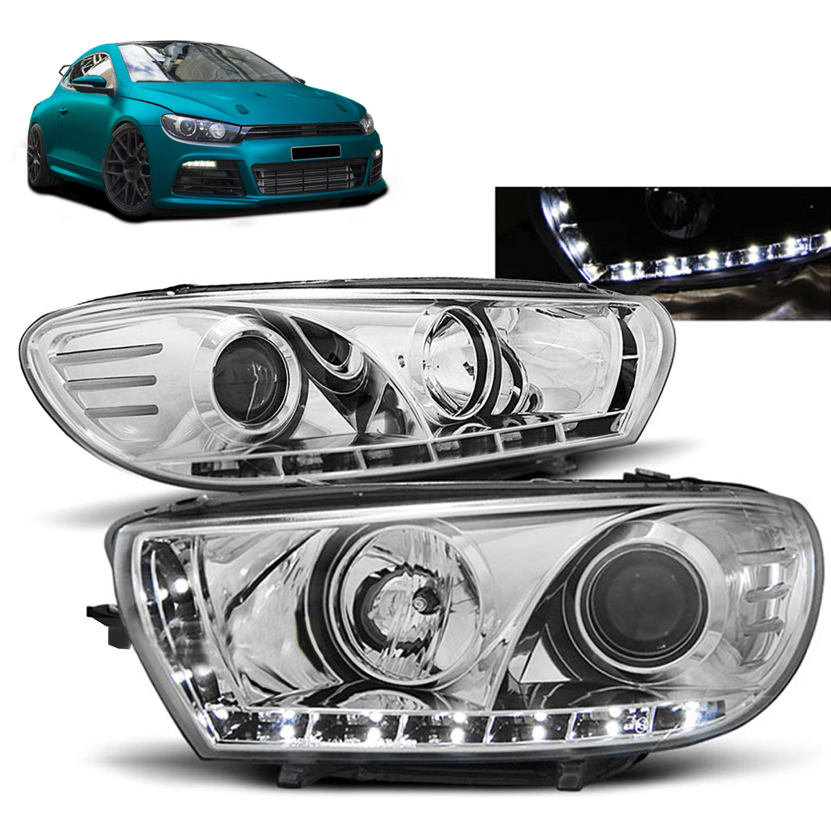 Scheinwerfer Tagfahrlicht Chrom passend für VW SCIROCCO 08-04.14