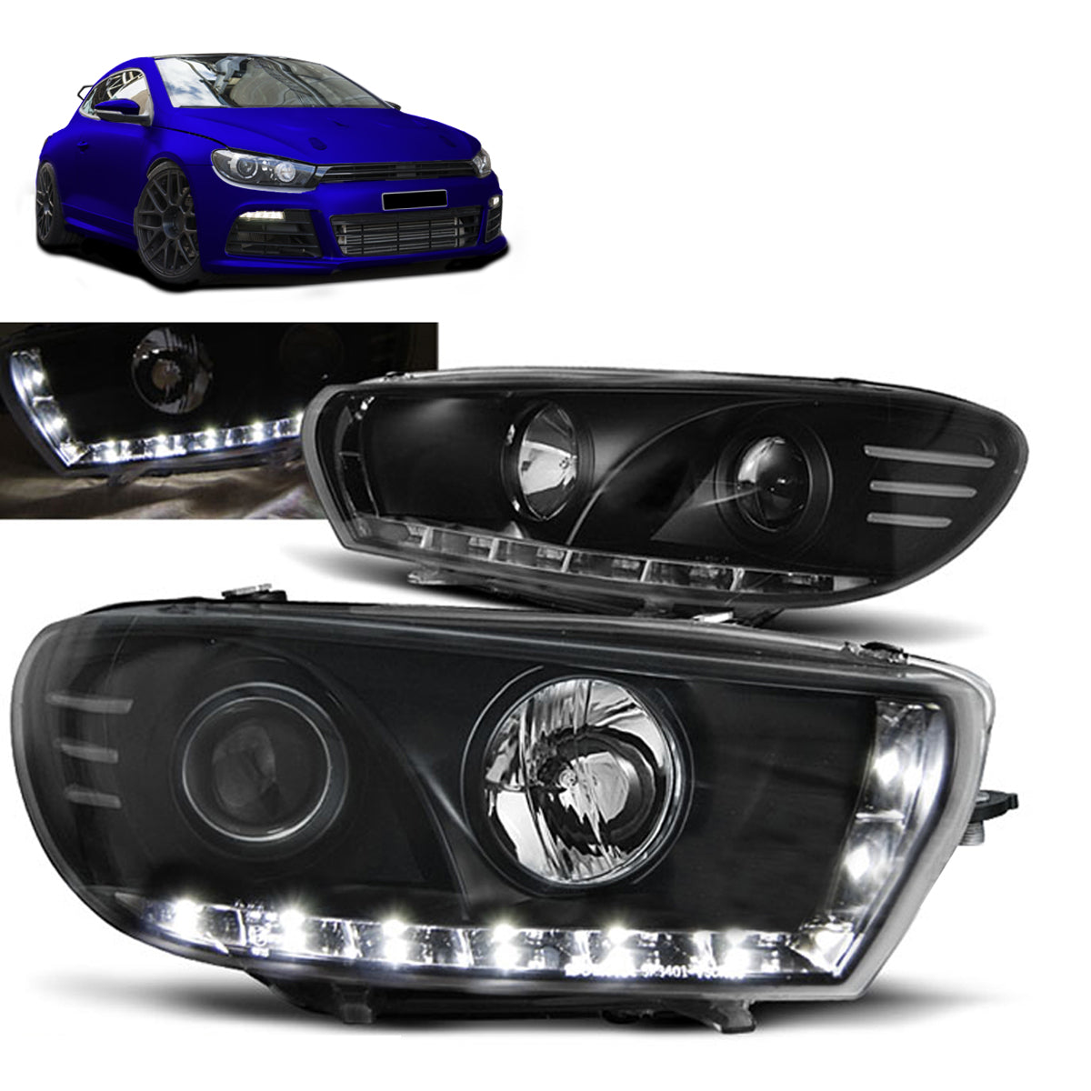 Scheinwerfer Tagfahrlicht Schwarz passend für VW SCIROCCO 08-04.14