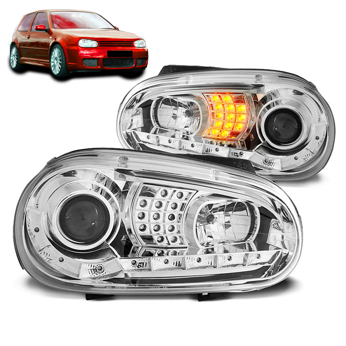 Scheinwerfer Tagfahrlicht Chrom passend für VW GOLF 4 09.97-09.03