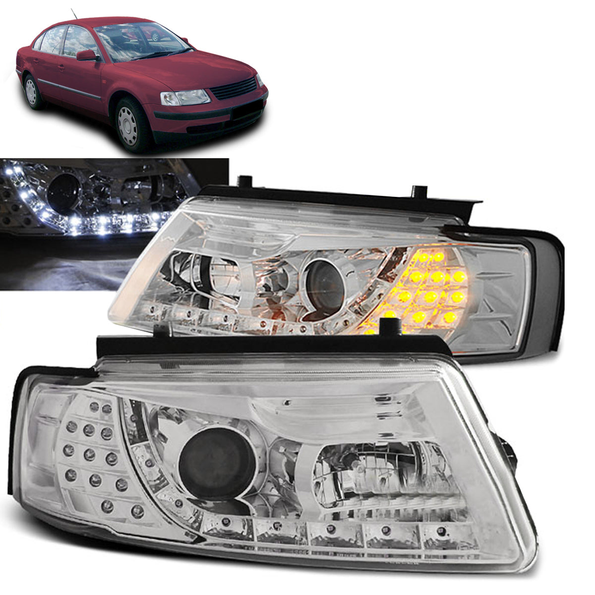 Scheinwerfer Tagfahrlicht Chrom passend für VW PASSAT B5 11.96-08.00