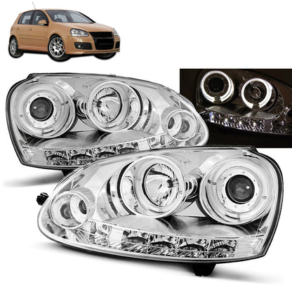 Scheinwerfer Angel Eyes Chrom passend für VW GOLF 5 10.03-09