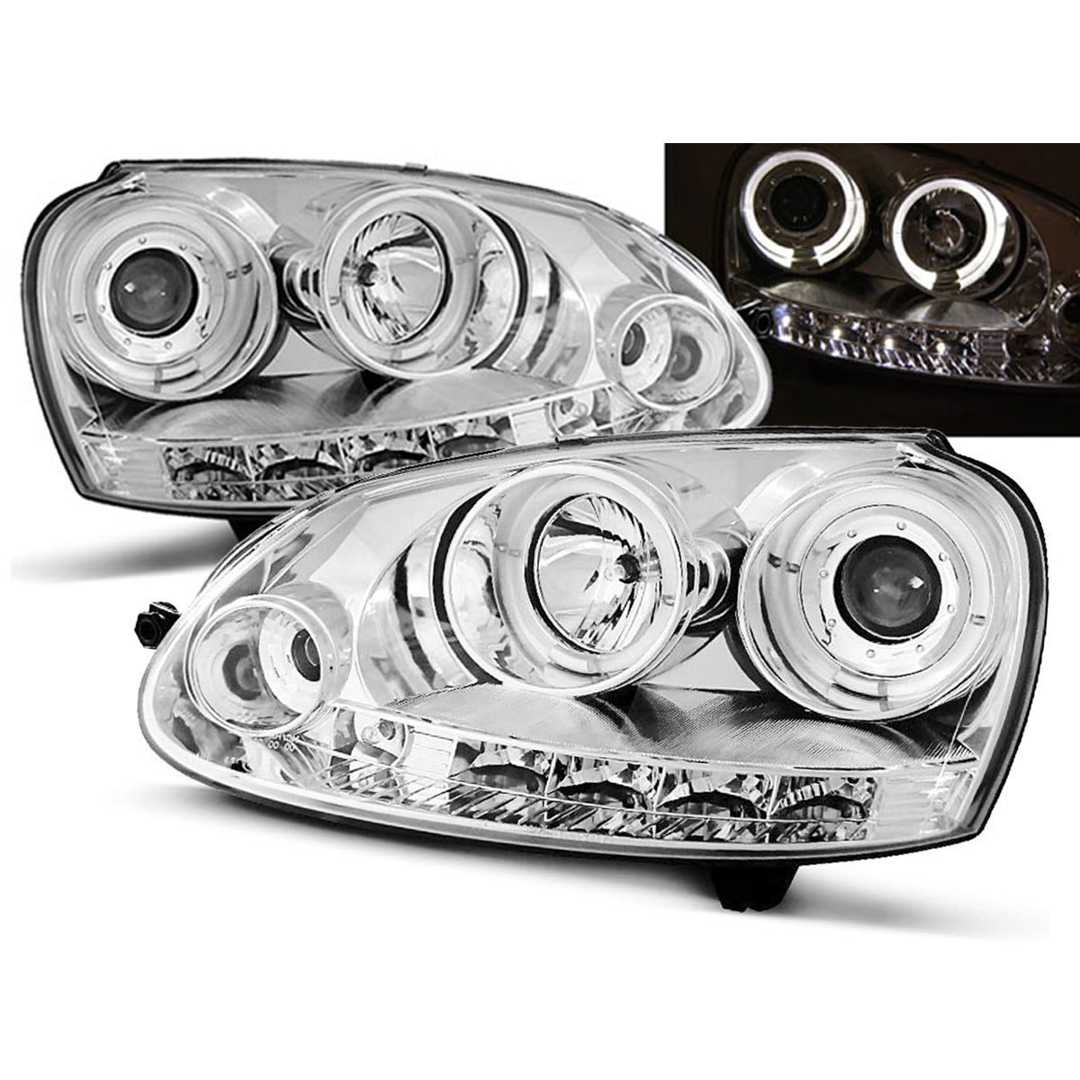 Scheinwerfer Angel Eyes Chrom passend für VW GOLF 5 10.03-09