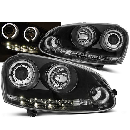 Scheinwerfer Angel Eyes Schwarz passend für VW GOLF 5 10.03-09