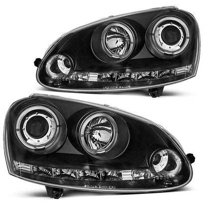 Scheinwerfer Angel Eyes Schwarz passend für VW GOLF 5 10.03-09