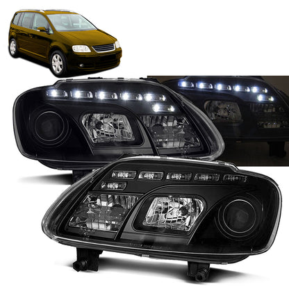 Scheinwerfer Tagfahrlicht Schwarz passend für VW TOURAN 02.03-10.06 / CADDY