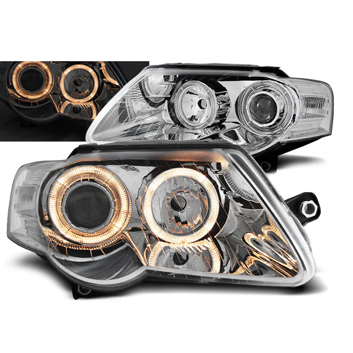 Scheinwerfer Angel Eyes Chrom passend für VW Passat B6 3C 03.05-10