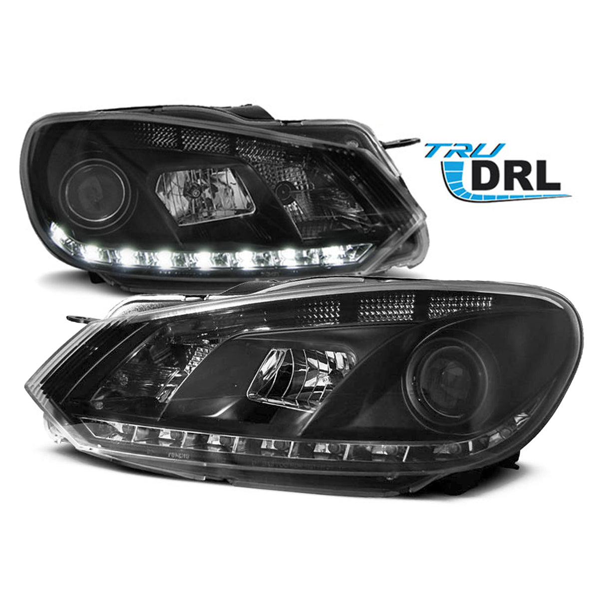 Scheinwerfer True DRL Schwarz passend für VW Golf 6 10.08-12
