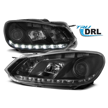 Scheinwerfer True DRL Schwarz passend für VW Golf 6 10.08-12