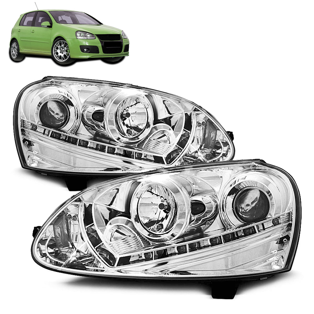 Scheinwerfer Daylight Chrom passend für VW Golf 5 03-08