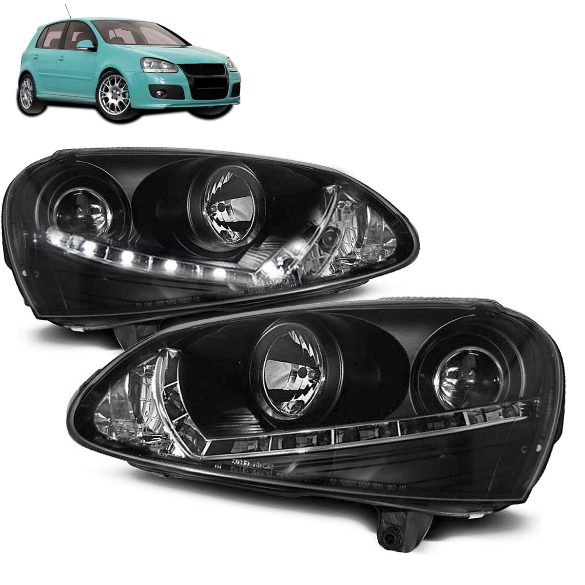 Scheinwerfer Daylight Schwarz passend für VW Golf 5 03-08