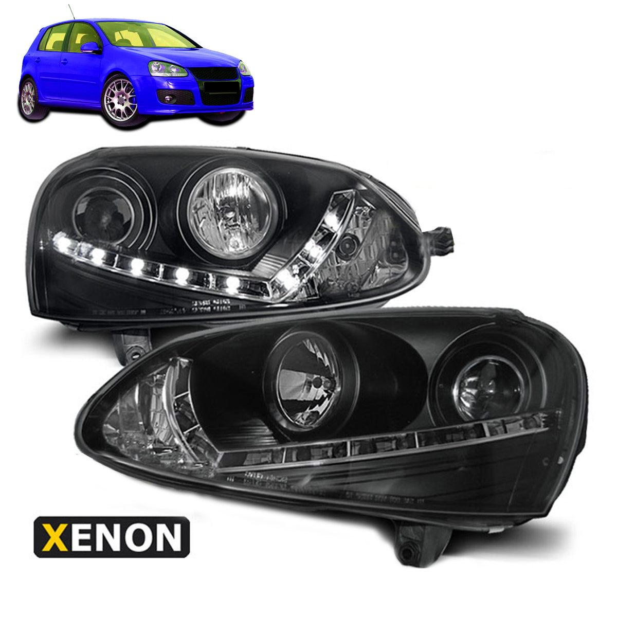Xenon Scheinwerfer Daylight Schwarz passend für VW Golf 5 03-08