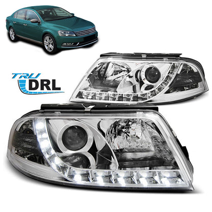 Scheinwerfer True DRL Chrom passend für VW Passat 3BG 09.00-03.05