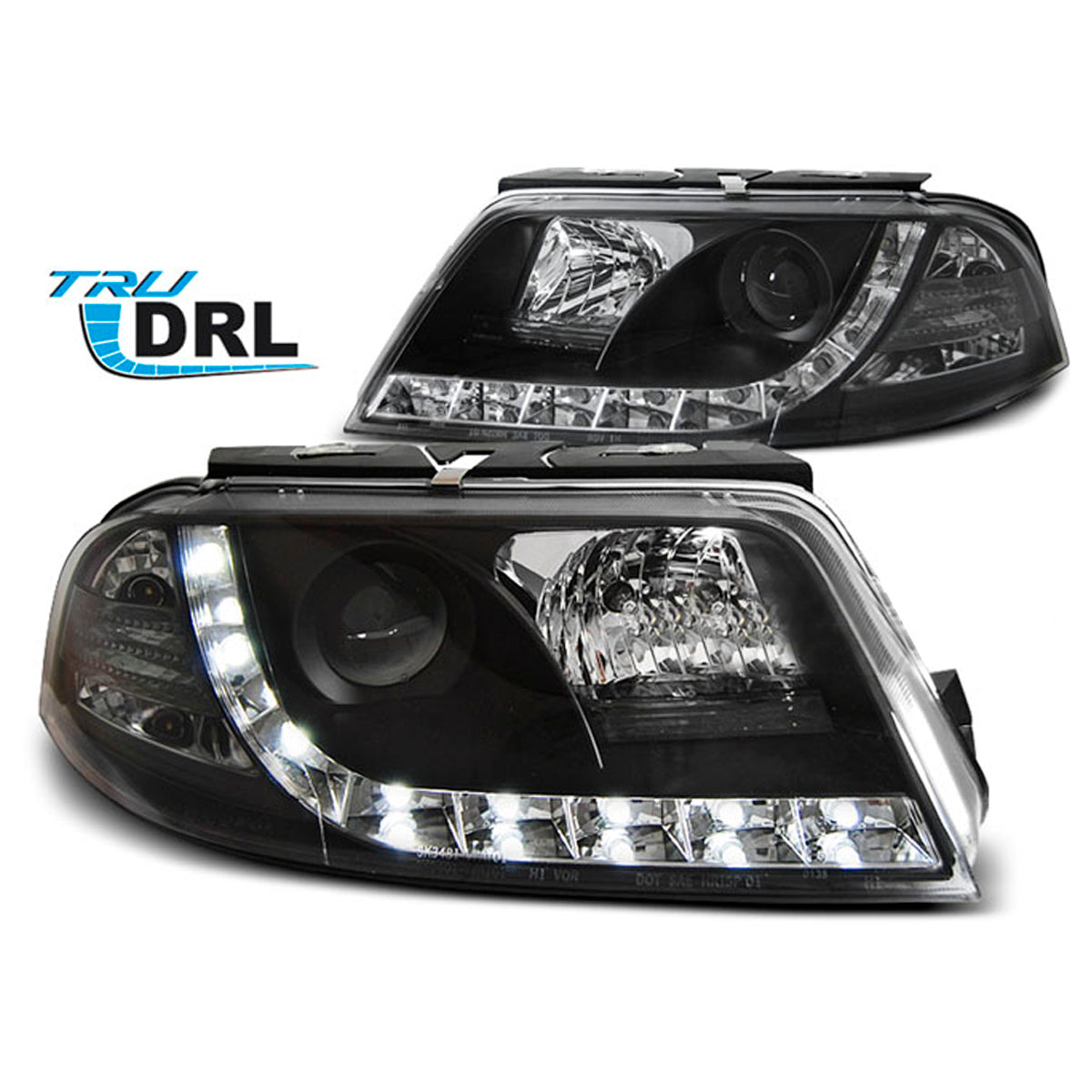 Scheinwerfer True DRL Schwarz passend für VW Passat 3BG 09.00-03.05