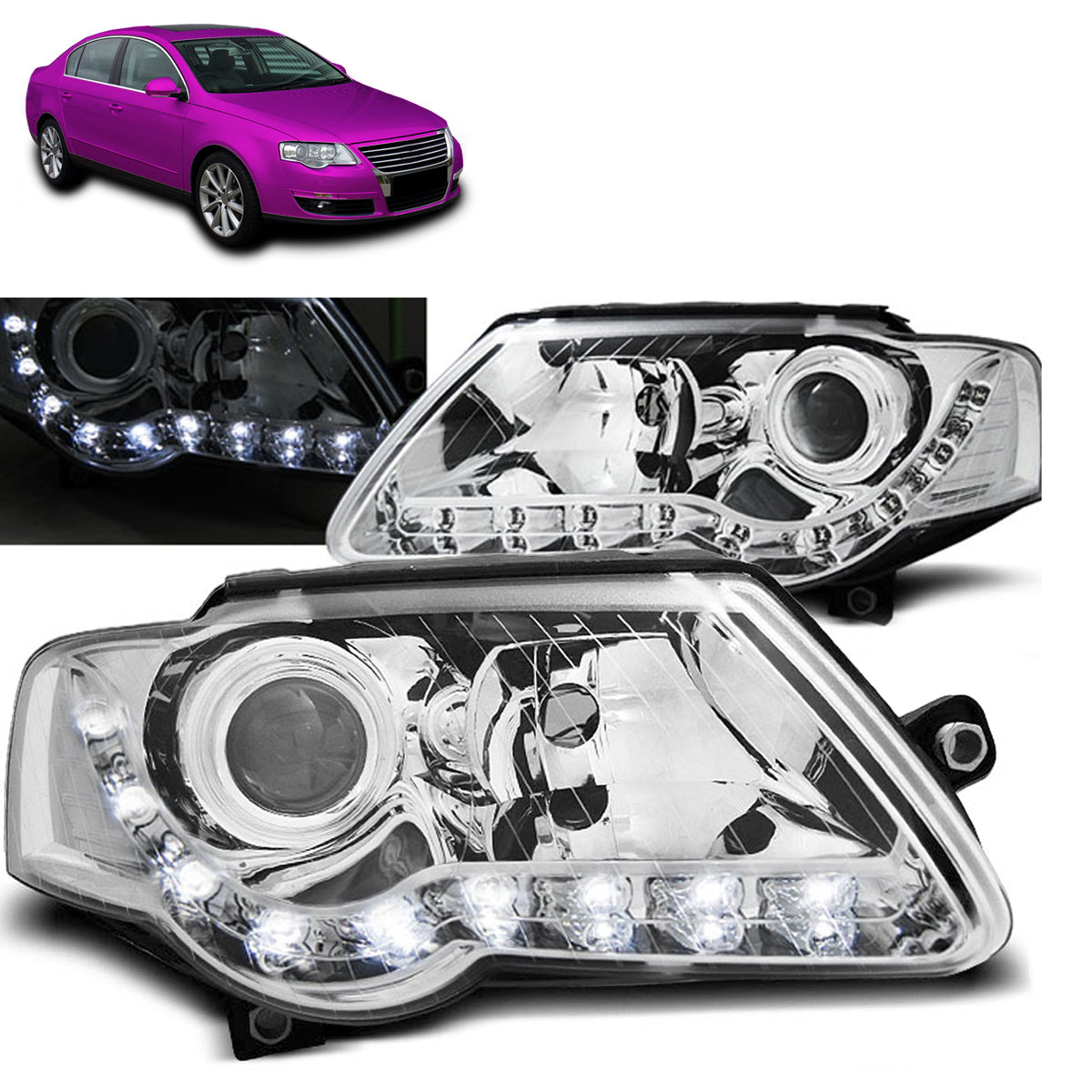 Scheinwerfer Daylight Chrom passend für VW Passat B6 3C 03.05-10