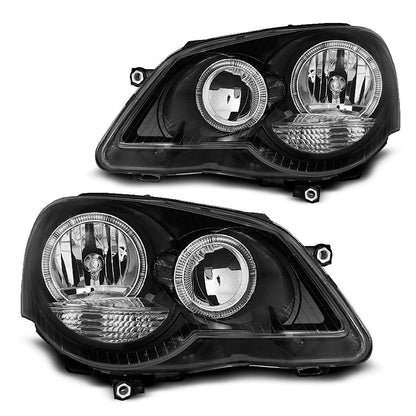 Scheinwerfer Angel Eyes Schwarz passend für VW Polo 9N3 04.05-09